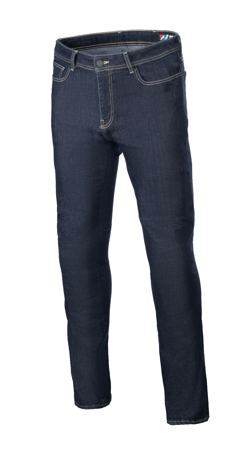 Alpinestars Cult-8 Stretch Denim Pants, motorcykeljeans, Rinse Blue, regulær pasform med lige ben, kontrastsyninger, fem-lomme design og stretch-denimmateriale