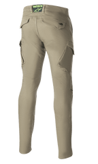 Alpinestars Caliber Slim Fit Tech Riding Pants, Military Green, set bagfra med vinklede cargolommer og en slank tilspidset silhuet, Astars-logo på den bagerste linning, holdbare motorcykelbukser i urban kampstil
