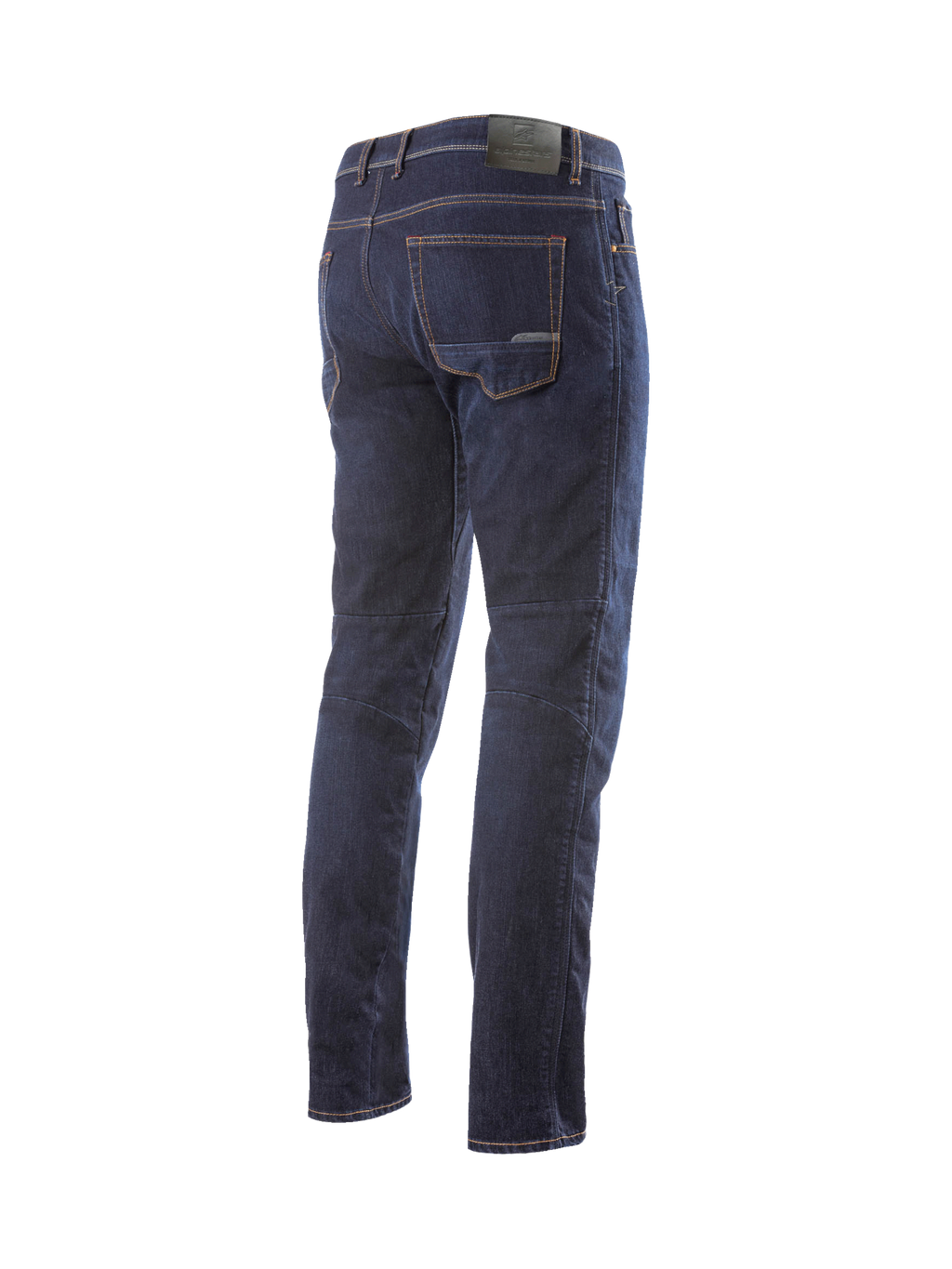 Alpinestars Radium Jeans Bukser, herre-motorcykeljeans i mørkeblå Cordura stretch denim, regular fit, set bagfra, urban kørsel.