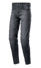 Alpinestars Sektor Regular Fit Denim Pants, Black Washed Motorcycle Jeans, Casual Tapered Fit, Five-Pocket Design with Belt Loops, Faded Denim Texture with Reinforced Seams, Urban Riding Apparel