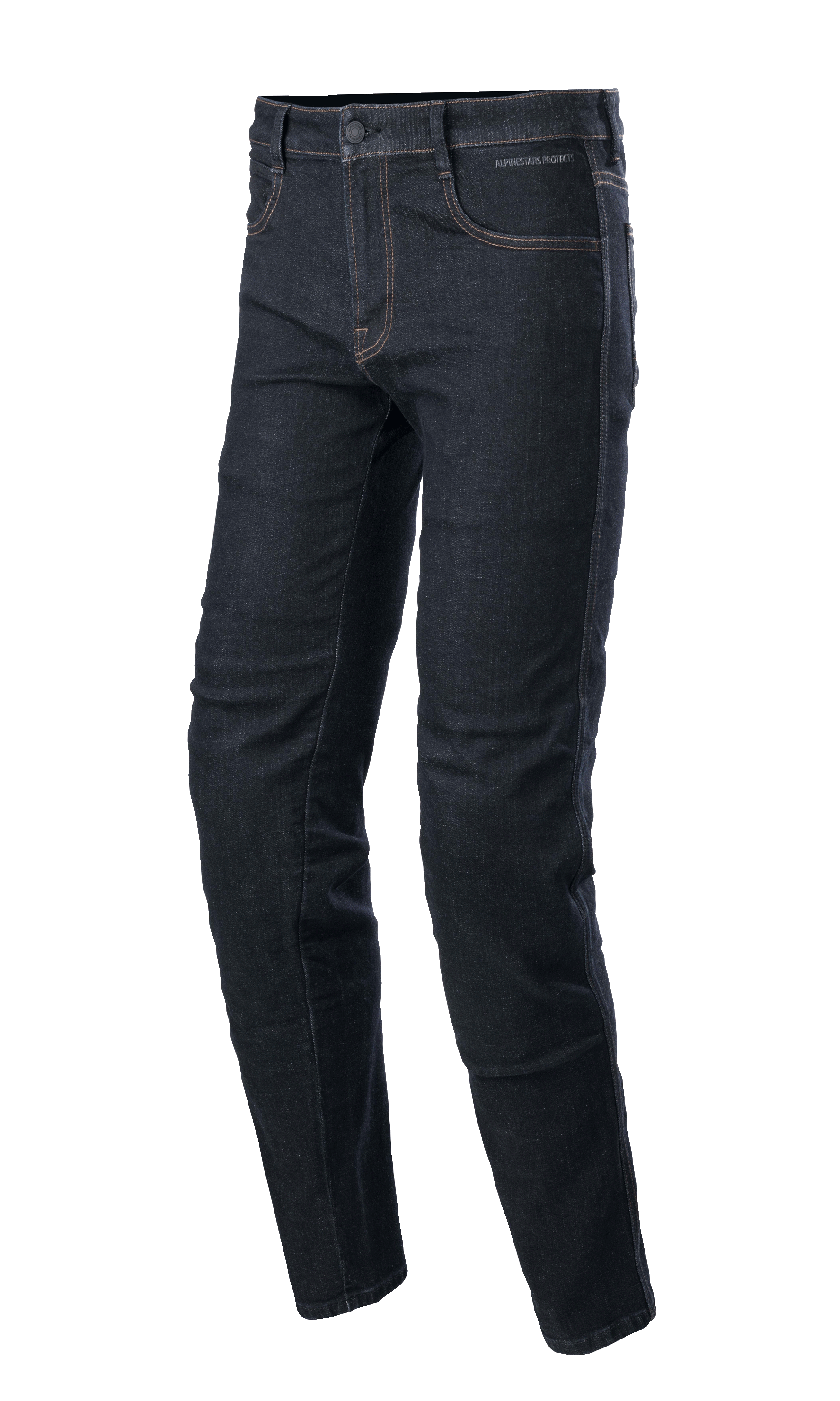 Alpinestars Sektor Regular Fit Denim, Rinse Blue motorcykelbukser, tilspidset ben med kontrastsyninger, fem-lommers design med bælteløkker og knaplukning, stretch-denimstof, urban kørselstil