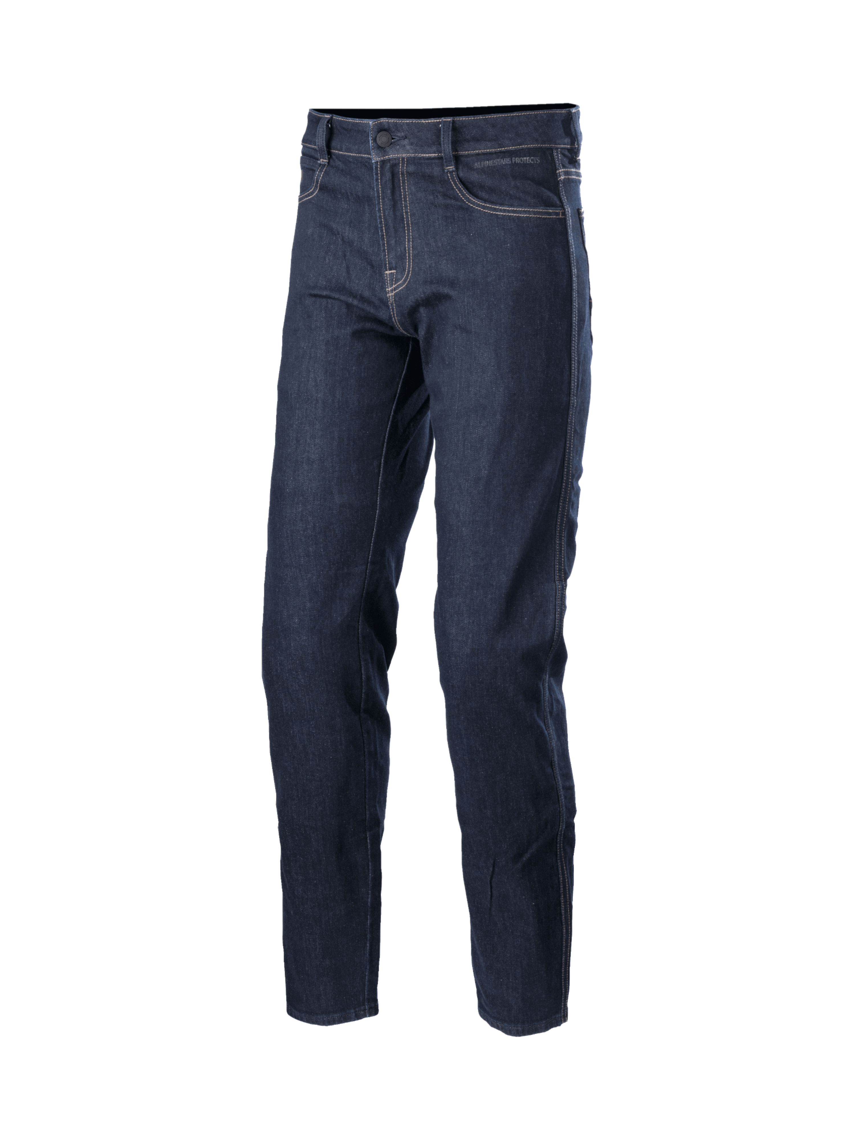 Alpinestars Sektor Regular Fit Jeans Bukser, herre-motorcykeljeans i mørkeblå denim, CE-certificeret med Nucleon Plus knæbeskyttelse