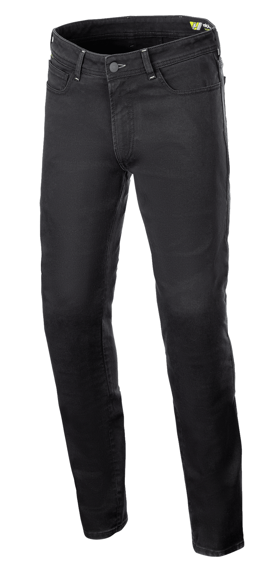 Alpinestars Copper V3 Denim bukser, motorcykelbukser, sort (Black Rinse), almindelig pasform med lige ben, strækbomuldsdenim med tonale syninger og design med fem lommer, beskyttende urbant køreudstyr