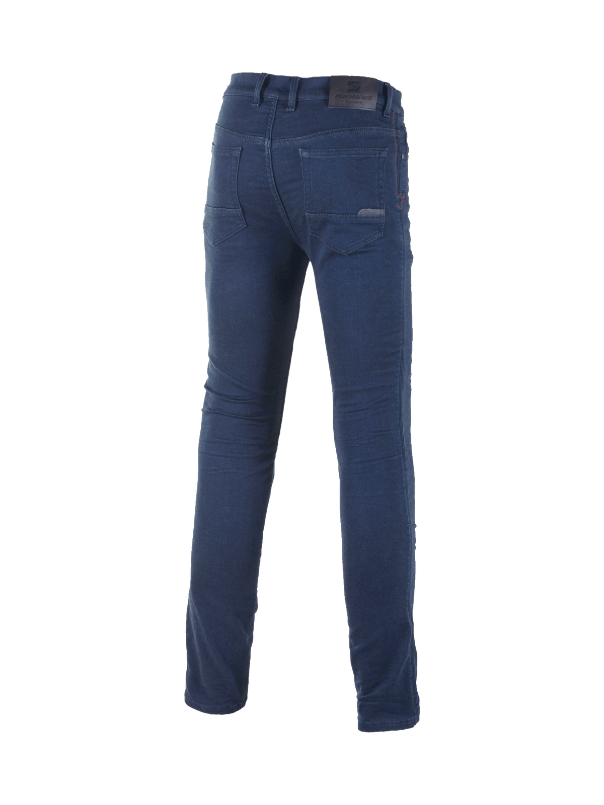 Alpinestars Cerium Tech Stretch motorcykeljeans, herre, blå, slim fit, stretch denim, set bagfra, urban kørsel.
