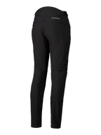 Alpinestars Alamosa damebukser, sort, set bagfra, slim fit softshell tekstilbukser med MO.ST.EQ. logo på bagstykket, quiltede detaljer ved den øverste del af taljen bagpå, minimalistisk urbant motorcykeludstyr