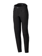 Alpinestars Alamosa damebukser, urbane motorcykelbukser, sort, slank præstationspasform, med taljebælte med spænde, lynlåslommer og ergonomisk teknisk stretch-softshellmateriale, minimalistisk streetwear-inspireret design