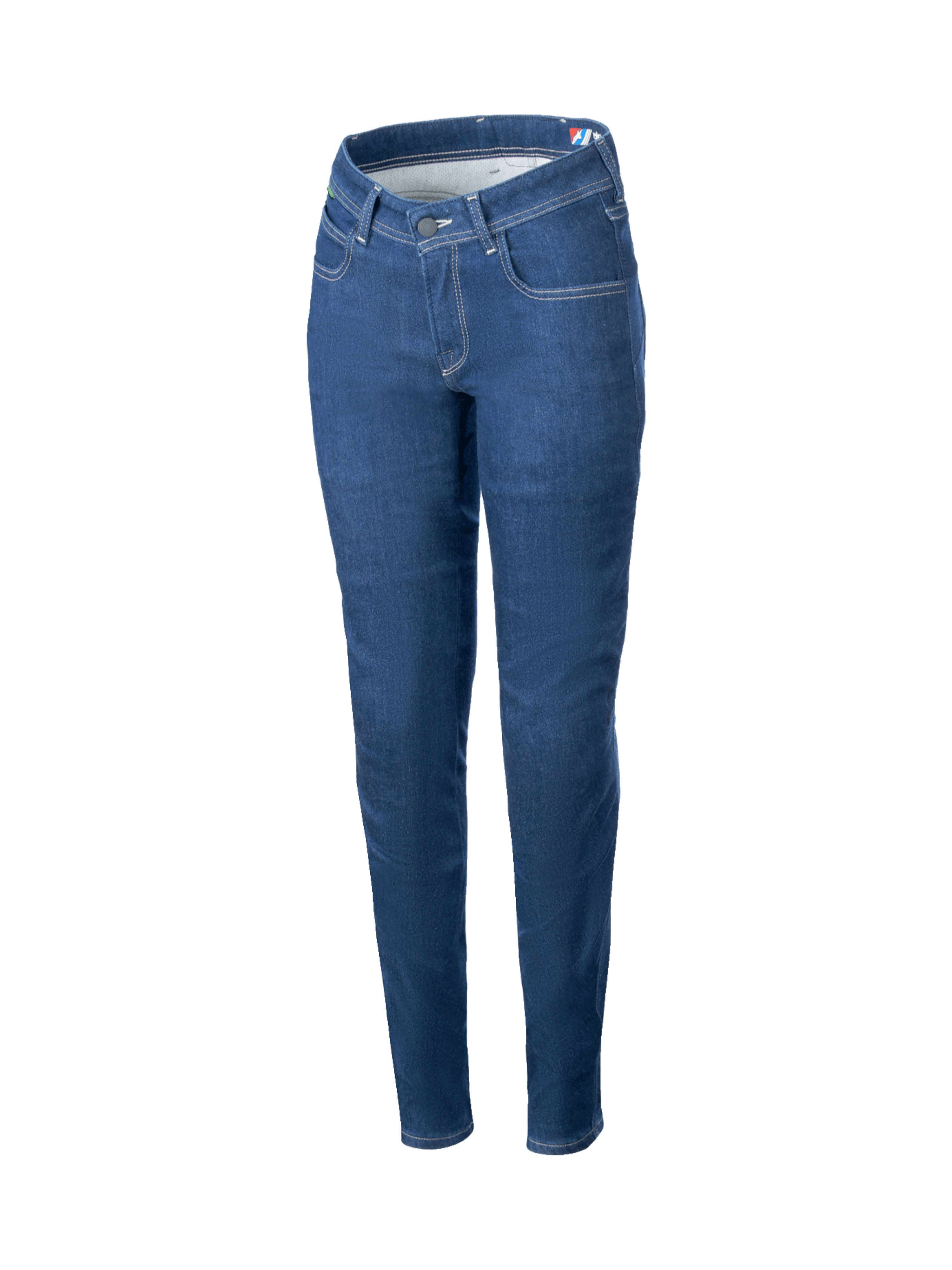 Alpinestars Daisy V3 motorcykeljeans til damer, slim fit, blå, CE-godkendt beskyttelse, urban kørsel