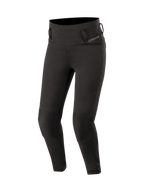 Alpinestars Banshee Women's Leggings in Black, urban motorcycle pants featuring CE-certified knee protection and stretch accordion panels.