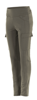 Alpinestars Iria Leggings til damer, Military Green motorcykel-leggings, slim fit med cargolommer på siderne, bred elastisk talje, anatomisk profileret udstyr til bykørsel