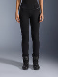 Alpinestars Banshee dame-leggings, sorte motorcykelbukser, slim-fit design med harmonika-knæpaneler, vist med sorte high-top kørestøvler, urbant køreudstyr i en afslappet stil