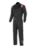 Alpinestars Kart Indoor Suit, sort og rød karting racerdragt, med røde skulderpaneler med hvide stjernelogoer, justerbart taljebælte med rød Alpinestars-branding og hvidt stjernelogo på venstre ben, designet til motorsport