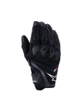 Alpinestars SP-R Pro handsker, sorte motorcykelracinghandsker med hvidt stjernelogo og rød pro-tekst, opdelt TPU-knobeskyttelse og forstærkede fingerpaneler, førsteklasses læder- og tekstilkonstruktion til sportskørsel