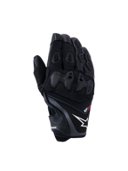 Alpinestars SP-R Pro handsker, sorte motorcykelracinghandsker med hvidt stjernelogo og rød pro-tekst, opdelt TPU-knobeskyttelse og forstærkede fingerpaneler, førsteklasses læder- og tekstilkonstruktion til sportskørsel