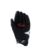 Alpinestars SP-R Pro handsker, håndfladevisning, sort hvid og klar rød, med forstærket håndflade i syntetisk læder med rødt logo, perforerede læderfingre og hvide logo-accenter, designet til sport motorcykelkørsel
