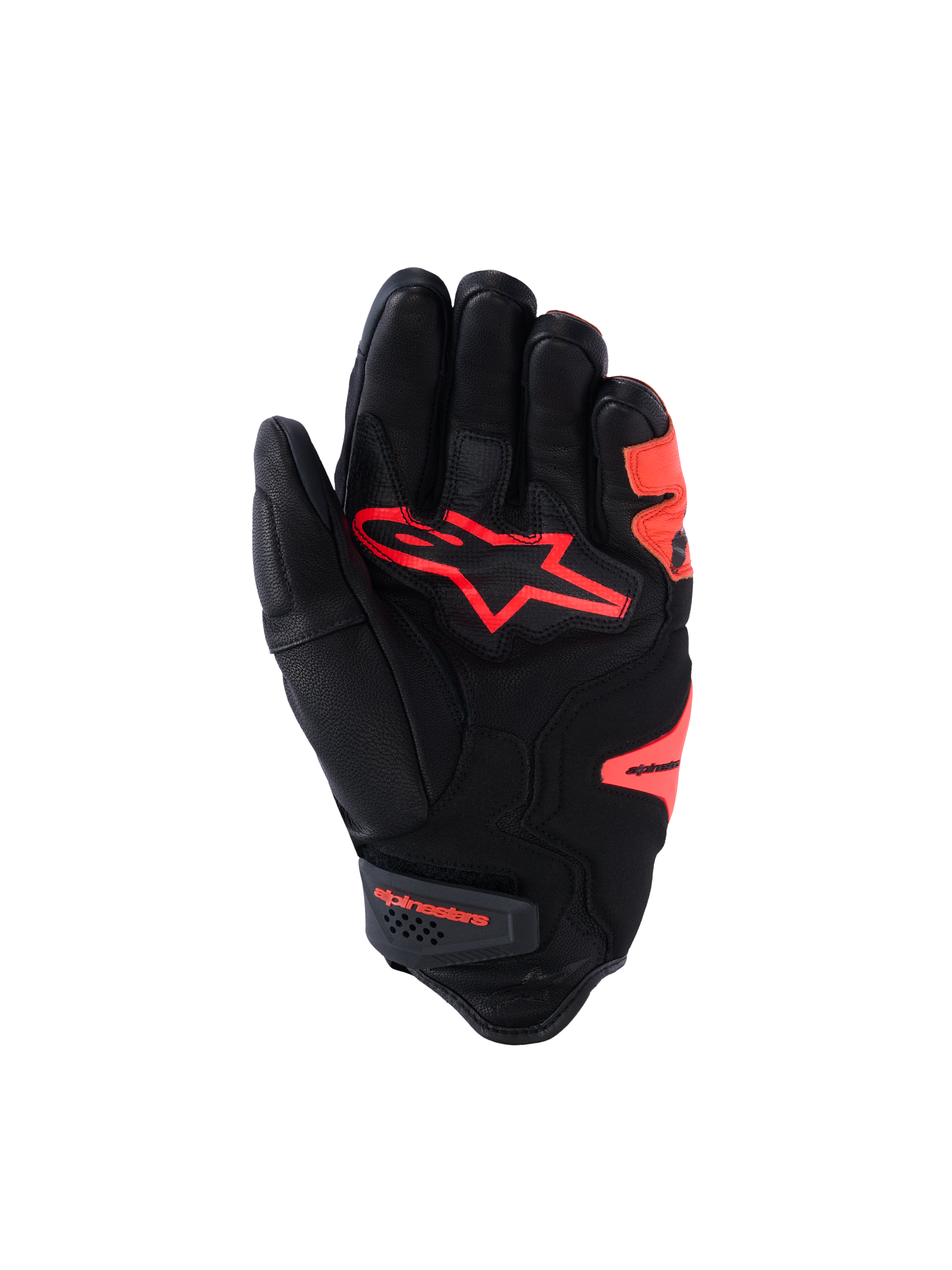 Alpinestars SP-R Tech motorcykelhandske, kort manchet i sort og rød, gedelæder med beskyttende kno og forstærket håndflade
