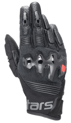 Alpinestars Halo læderhandsker, sorte motorcykelhandsker med hård over-injiceret knobeskytter, perforerede læderfingre, mesh- og læderkonstruktion, rød logodetalje