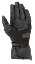 Alpinestars Stella SP-8 V3 handsker til kvinder, motorcykelhandsker, sort, håndfladevisning med forstærkede læderpaneler og perforerede detaljer, bred justerbar lukning ved håndleddet med trækstrop, højtydende beskyttelsesudstyr til kvinder