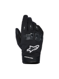 Alpinestars SP X Z vandtætte handsker, sorte motorcykelhandsker med hvidt stjernelogo, tekstureret SP X TPU-knobeskyttelse med blanke sorte segmenter, elegant gadedesign med forstærkede syninger, vandtæt konstruktion til kørsel i al slags vejr
