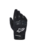 Alpinestars SP X Z vandtætte handsker, sorte motorcykelhandsker med hvidt stjernelogo, tekstureret SP X TPU-knobeskyttelse med blanke sorte segmenter, elegant gadedesign med forstærkede syninger, vandtæt konstruktion til kørsel i al slags vejr