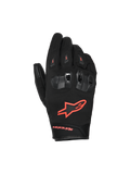 Alpinestars SP X Z Waterproof Gloves, motorcykelhandsker, sort og rød fluo, med opdelte TPU-knobeskyttere med ventilation, lyst rød fluo-logo på håndryggen og slidstærk tekstil- og læderkonstruktion til ydeevne i alt slags vejr.