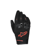 Alpinestars SP X Z Waterproof Gloves, motorcykelhandsker, sort og rød fluo, med opdelte TPU-knobeskyttere med ventilation, lyst rød fluo-logo på håndryggen og slidstærk tekstil- og læderkonstruktion til ydeevne i alt slags vejr.