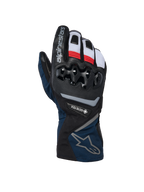 Alpinestars WT-8 GORE-TEX Insulated handsker, motorcykel vinterhandsker, sort og mørkeblå med røde og hvide accenter, med hård TPU-knobeskyttelse, GORE-TEX-branding og design med lang manchet.