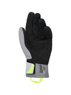 Alpinestars XT-3 Drystar® isolerede handsker, sorte og mørkegrå motorcykelhandsker, håndfladevisning med blødt sort ruskind og gråt tekstil, fluoriserende gul strop og logo, 'ALPINESTARS ADVENTURE TECH' branding på manchetten, vandtætte og isolerede til eventyrkørsel