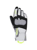 Alpinestars XT-3 Drystar isolerede handsker, motorcykelhandsker til touring, sort, grå og hvid, med en stor grå beskyttende knoplade, neongul Astars-branding og trækstrop, vandtæt tekstilkonstruktion med mellemlang manchet.