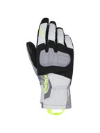 Alpinestars XT-3 Drystar isolerede handsker, motorcykelhandsker til touring, sort, grå og hvid, med en stor grå beskyttende knoplade, neongul Astars-branding og trækstrop, vandtæt tekstilkonstruktion med mellemlang manchet.