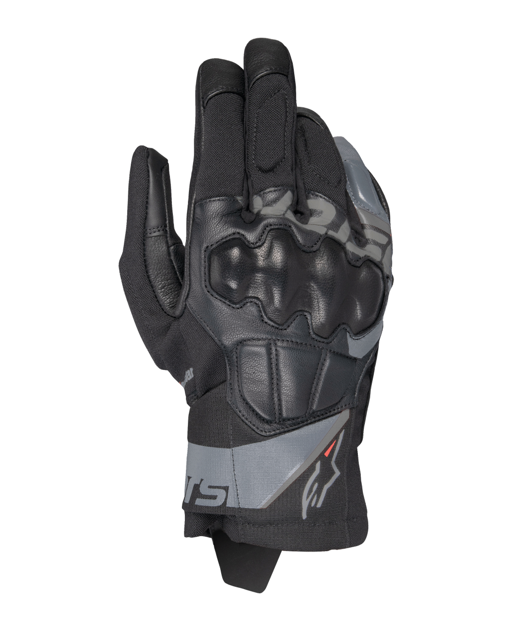 Alpinestars Corozal V3 Drystar® handsker, adventure-motorcykelhandsker, sort med grå accenter, hård knobeskytter, konstruktion i tekstil og læder, vandtæt Drystar®-teknologi