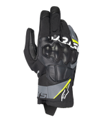 Alpinestars Corozal V3 Drystar handsker, adventure motorcykelhandsker, sort med grå og neon-gule detaljer, læder- og tekstilkonstruktion med formstøbt knobeskyttelse, kort manchet design, vandtæt og åndbar til kørsel i alt slags vejr