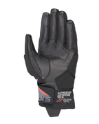 Alpinestars Corozal V3 Drystar® handsker, Black Deep Gray Red Fluo, set fra håndfladen, læderkonstruktion, syntetiske forstærkninger i håndfladen og kort manchet med Alpinestars Adventure Tech-branding