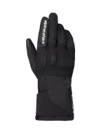 Alpinestars WT-1 Drystar isolerede handsker, motorcykelhandsker, sort, tekstilkonstruktion med integreret knobeskyttelse, hvid Alpinestars-branding på pegefingeren, lang manchet, vandtæt og termisk køreudstyr til landevejs- og eventyrbrug