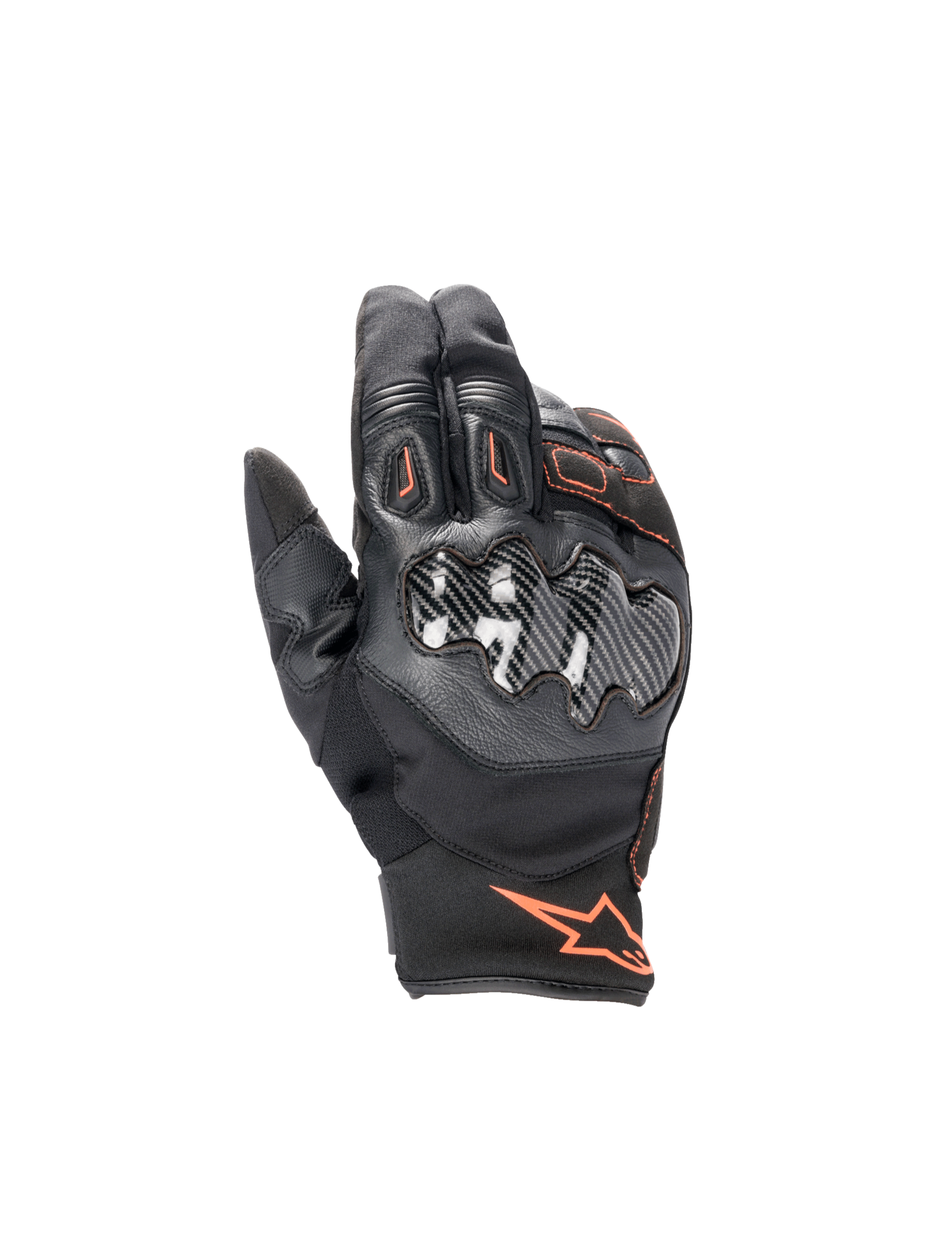 Alpinestars Smx-1 Drystar® handsker, vandtætte motorcykelhandsker til vejbrug, sort og rød fluo, med kulfiber knobeskyttelse