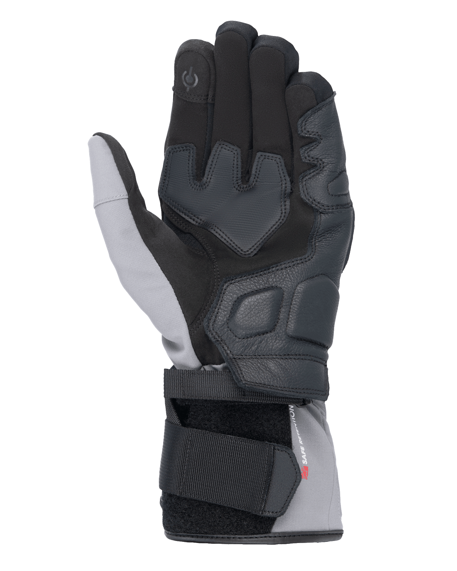 Alpinestars Tourer W-7 V2 Drystar® handsker, håndfladevisning, sort og mørkegrå, vintermotorcykelhandsker med læderforstærkninger i håndfladen, touchscreen-kompatibel pegefinger og dobbelt stroplukkesystem for en sikker pasform