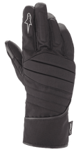 Alpinestars SR-3 V2 Drystar® handsker, sorte vandtætte motorcykelhandsker til touring, manchetstil med polstret ribbet overhånd, hvidt stjernelogo på pegefingeren og Drystar®-mærke
