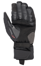 Alpinestars Bogota' Drystar® XF handsker, motorcykelhandsker, sorte, set fra håndfladen med forstærket læderkonstruktion, justerbar håndledsrem og Drystar-branding, holdbart udstyr til adventure touring