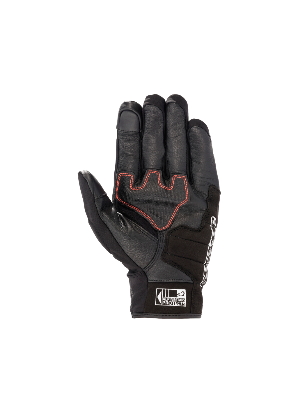 Alpinestars Honda SMX Z Drystar® handsker, vandtætte motorcykelhandsker til herrer, sort gedelæder med røde detaljer og forstærket håndflade.
