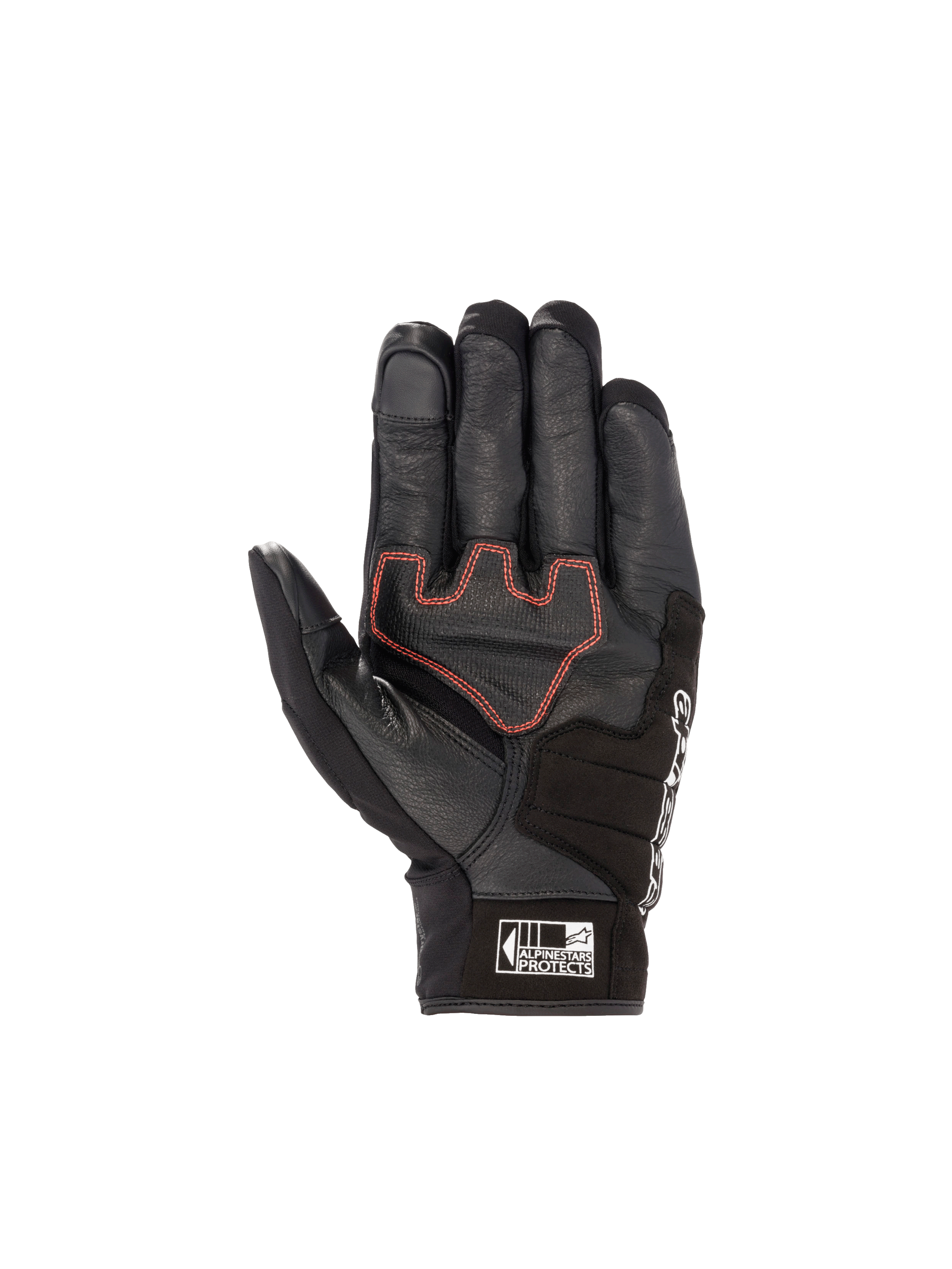 Alpinestars Honda SMX Z Drystar® handsker, vandtætte motorcykelhandsker til herrer, sort gedelæder med røde detaljer og forstærket håndflade.