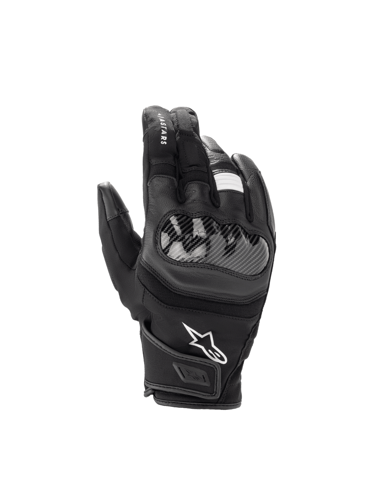 Alpinestars SMX Z Drystar handsker, kortskaftet vandtæt motorcykelhandske til herre, sort, læder med hård knobeskytter.