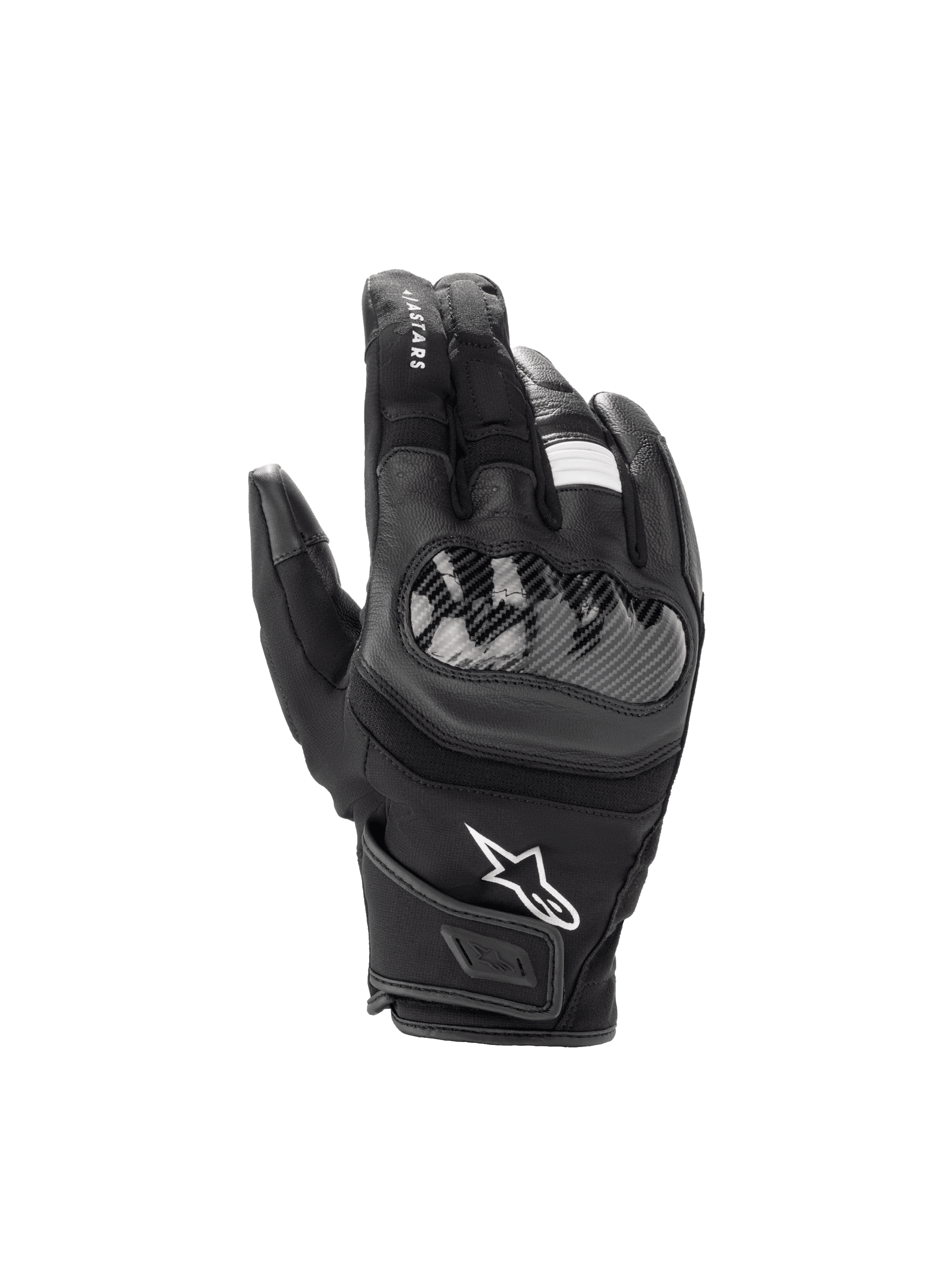 Alpinestars SMX Z Drystar handsker, kortskaftet vandtæt motorcykelhandske til herre, sort, læder med hård knobeskytter.
