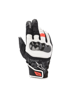 Alpinestars SMX Z Drystar® Gloves, waterproof sport riding gloves in Black White Red Fluo with hard knuckle protection.