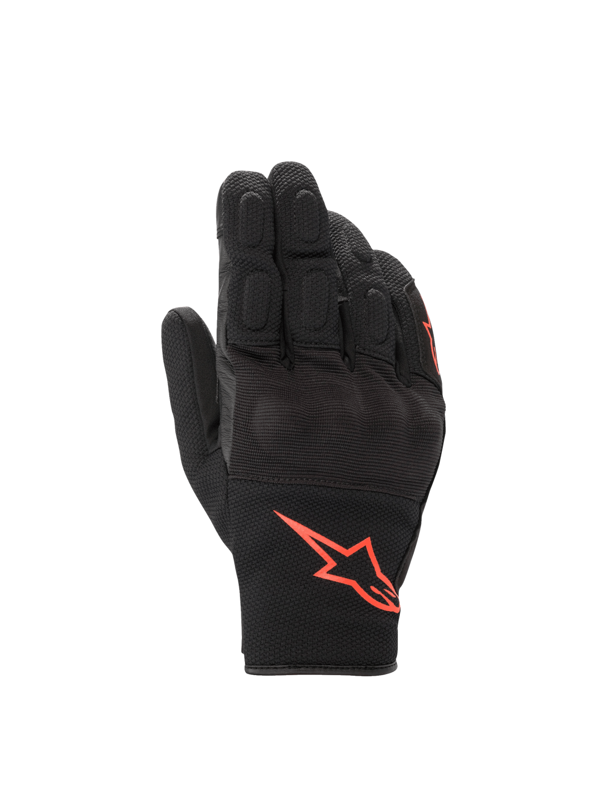 Alpinestars S-Max Drystar handsker, vandtætte motorcykelhandsker i sort og rød med knobeskyttelse til vejkørsel.