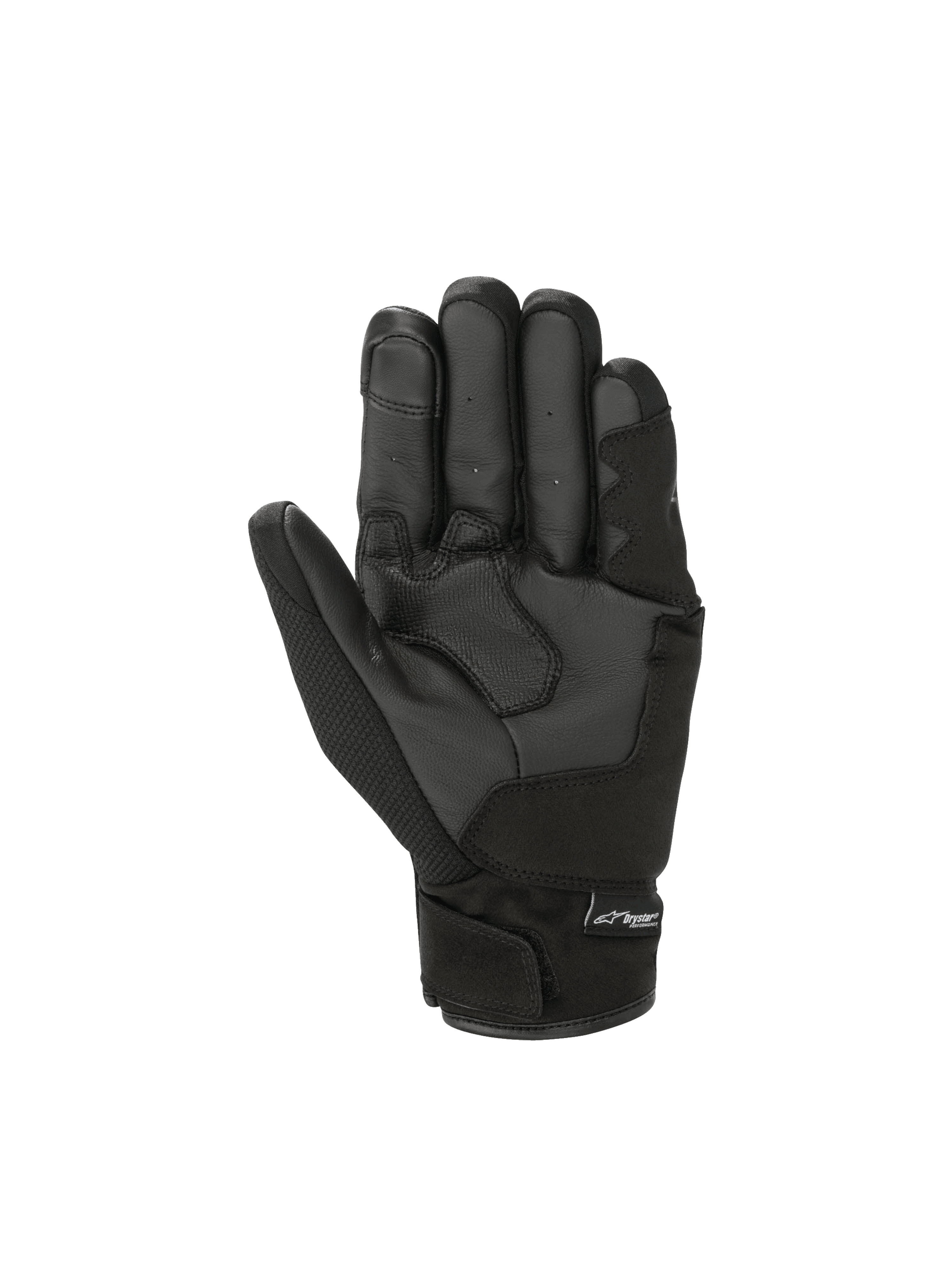 Alpinestars S-Max Drystar handsker, vandtætte motorcykelhandsker i sort og antracitgrå, CE-certificeret læder og tekstil.