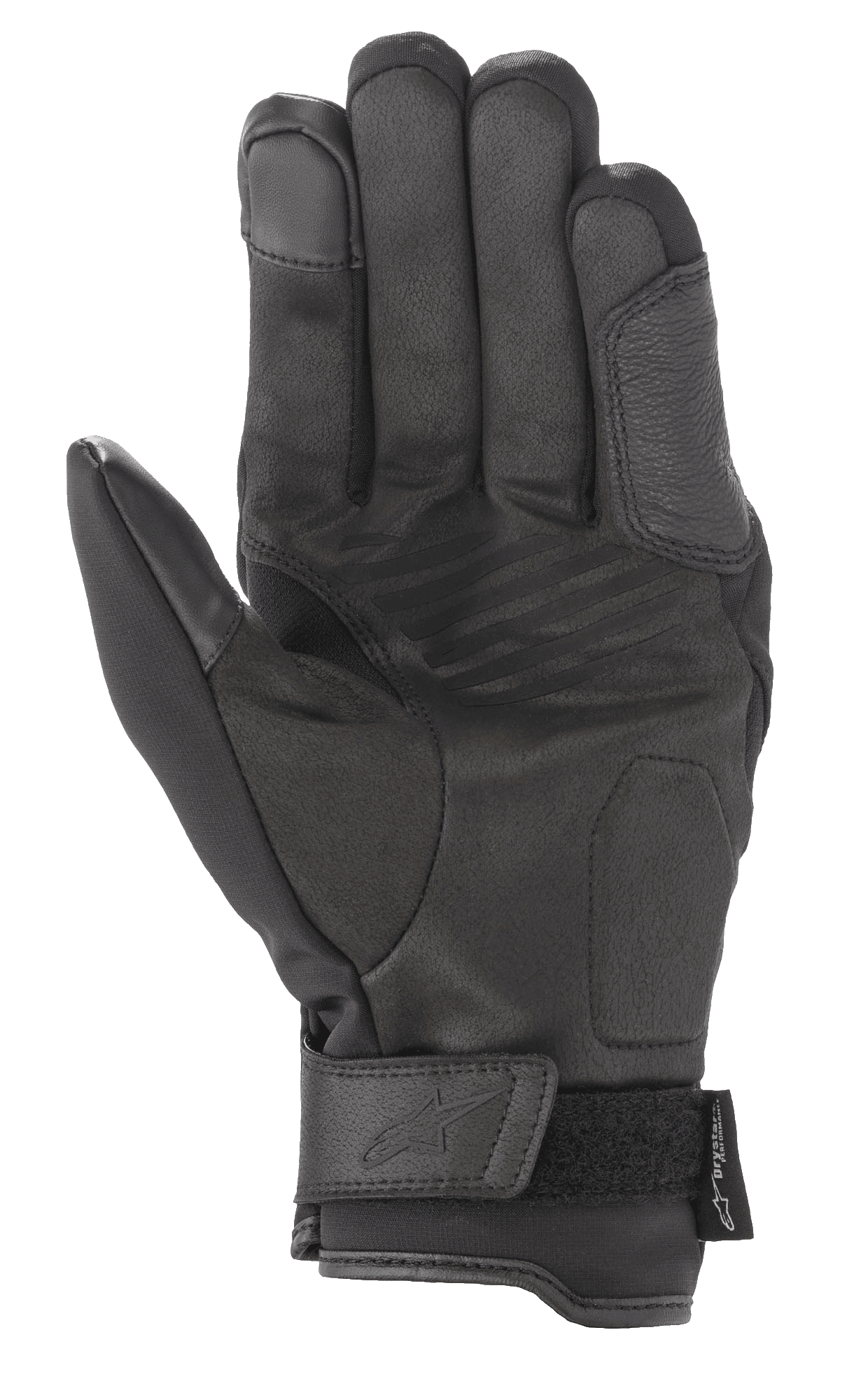 Alpinestars Syncro V2 Drystar® Gloves, Black, Urban Motorcycle Gloves, palm view featuring reinforced synthetic suede construction, padded zones for protection, and adjustable wrist closure with embossed logo.