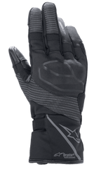 Alpinestars Stella Andes V3 Drystar handsker til damer, sort antracit, baghåndsvisning der viser integreret knobeskyttelse, reflekterende ripstop-paneler, Alpinestars-logo og Drystar Performance-branding på manchetten, adventure touring motorcykeludstyr