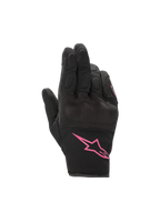 Alpinestars Stella S-Max Drystar motorcykelhandsker til damer, sort og fuchsia, vandtætte med knobeskyttelse