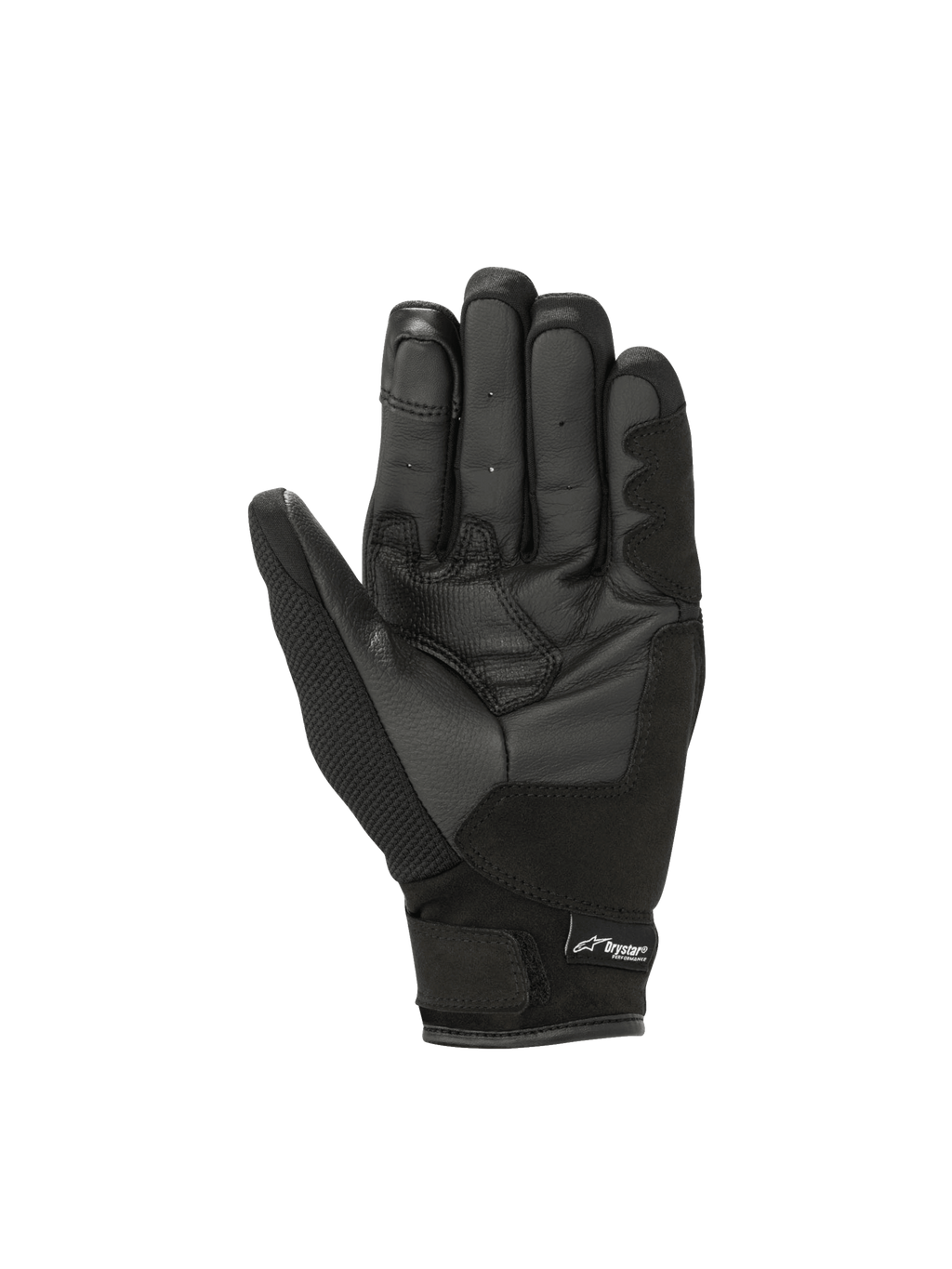 Alpinestars Stella S-Max Drystar dame-motorcykelhandsker, sort og antracit læderhåndflade med vandtæt beskyttelse.