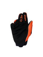 Alpinestars Youth & Kids Full Bore V2 handsker, motocross-handsker, orange og sort, håndfladevisning med forstærket syntetisk ruskind, silikoneprint på fingrene for optimal kontrol, Alpinestars-branding på pegefingeren.