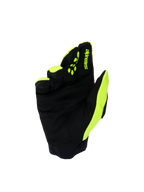 Alpinestars Youth & Kids Full Bore V2 handsker, motocross-handsker, gul fluo og sort, håndfladevisning der viser forstærket syntetisk ruskind, gule silikone-fingergreb til kontrol af greb, Alpinestars-branding, holdbar off-road beskyttelse